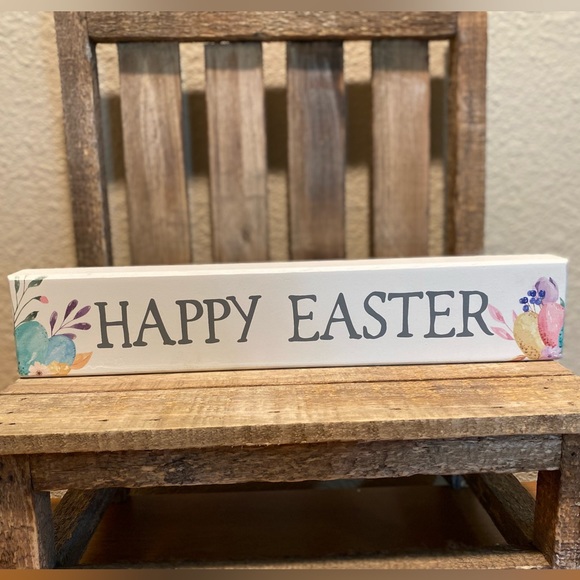 Happy Easter Wood Tabletop Sign, Farmhouse Easter Sign, Floral Happy Easter Sign - Picture 2 of 11